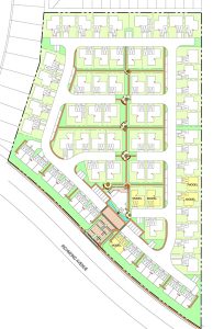 With Royal Oaks, a loop road provides circulation through the project and long and staggered driveways add variety to the street scene. Diversity in product was achieved by placing front loaded units along the loop road, alley loaded in the project interior, and townhomes along the edge adjacent to the perimeter road.