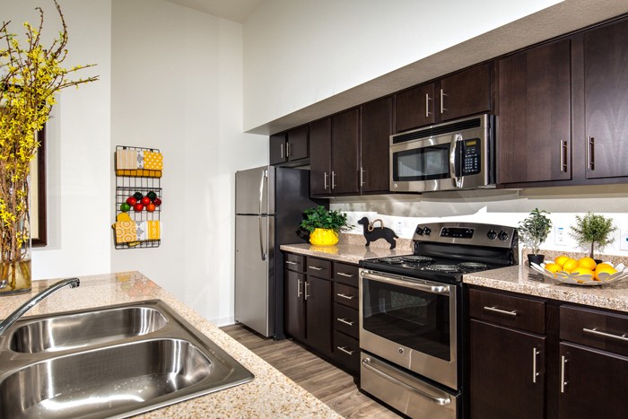 The development is pursuing LEED Silver, and keeps the green from impinging on style or convenience. Sustainable features of the new community include photovoltaic solar panels, increased insulation for a tight building envelope, energy efficient double-paned windows, LED lighting and even natural spring water for irrigation of the property.