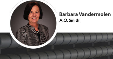 Barb VanderMolen, A. O. Smith vice president-finance, receiving recognition with a Women in Manufacturing STEP Ahead Award Barb VanderMolen, A. O. Smith vice president-finance, receiving recognition with a Women in Manufacturing STEP Ahead Award